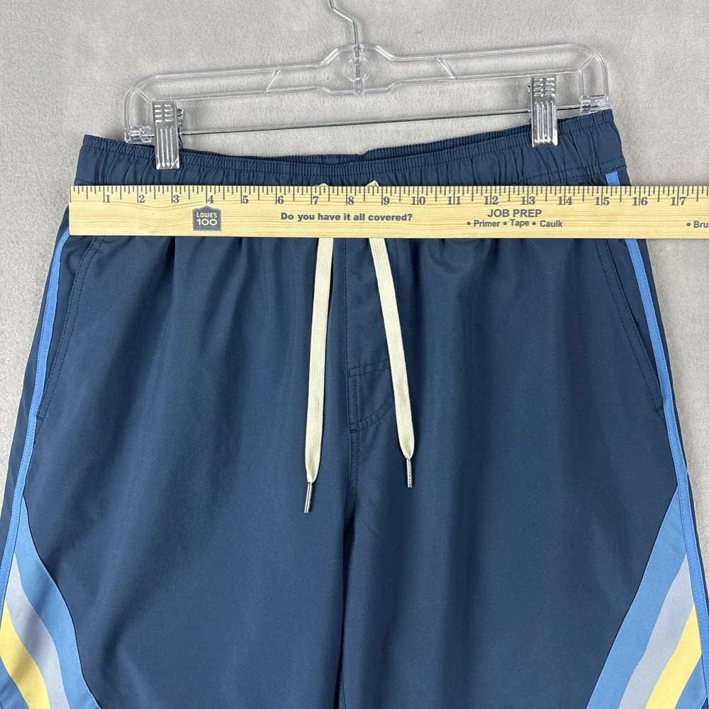 Fair Harbor Swim Trunks Men’s Large 7” Blue Striped Lined Shorts Surf Beach